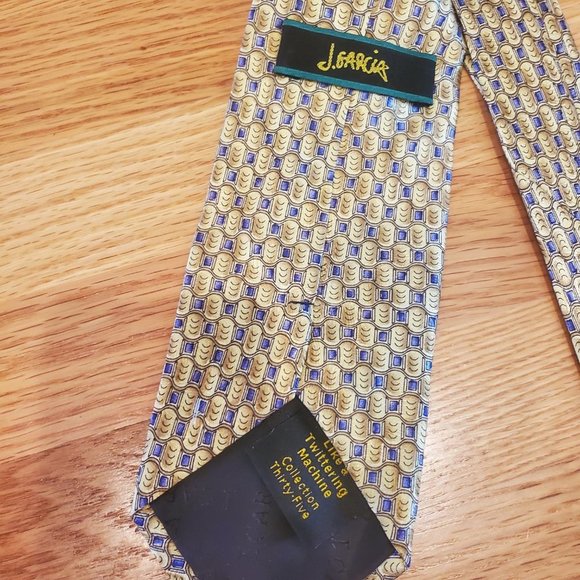 J. Garcia Like a Twittering Machine Collection Thirty Five Silk Tie Men's Tan - Picture 3 of 4